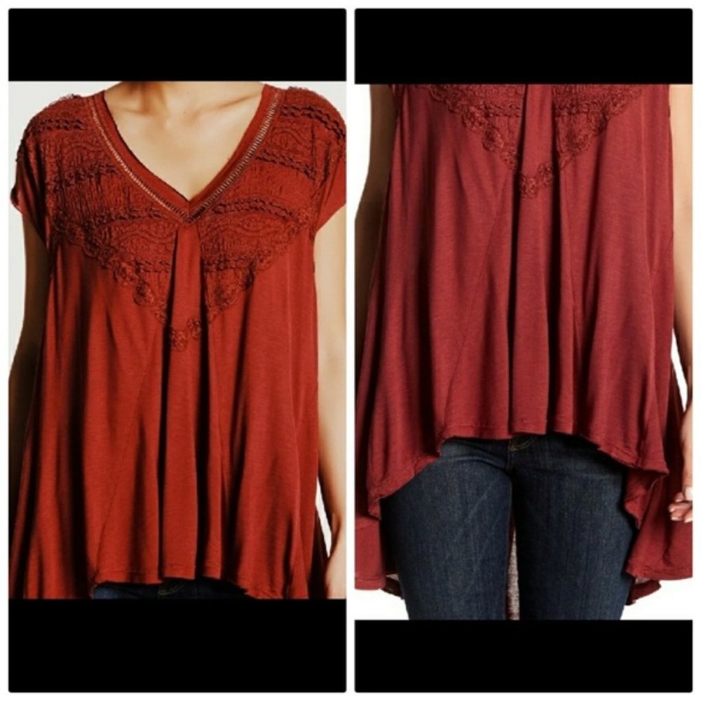 Free People NWOT Purple Plum Lace Blouse Sz XS